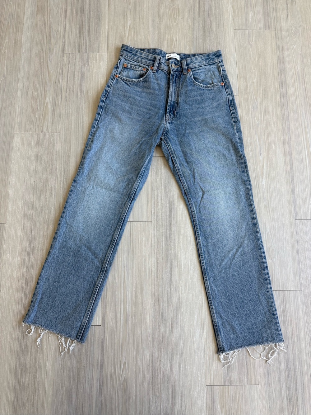 Zara women’s Faded Blue Straight Jeans